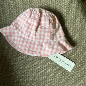 Janie and Jack Pink and White Gingham Bucket Hat